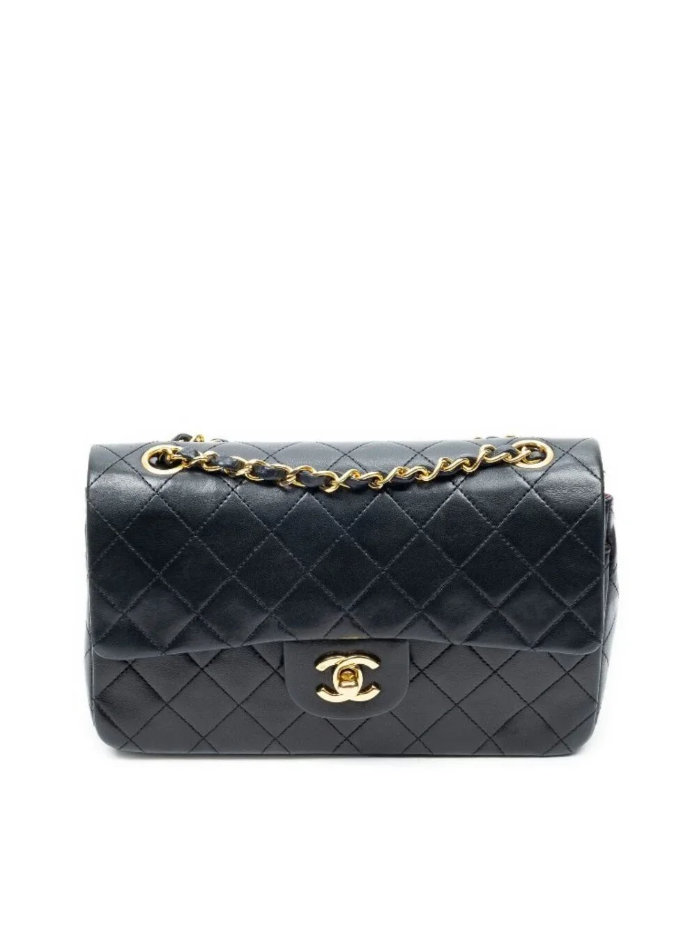 Chanel Quilted Double Flap Bag Black Lambskin Leather